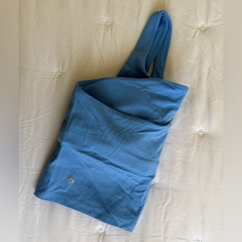Lululemon Ribbed Nulu Asymmetrical Yoga Tank in Aero Blue size 12